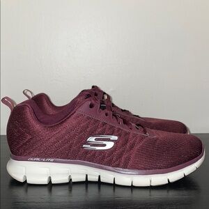 Skechers Dual-Lite Lite-Weight Memory Foam Maroon/Wine Slip On Sneakers. 10